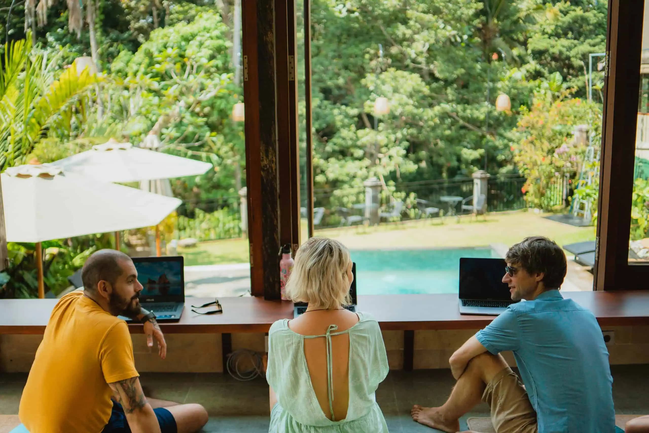 Ahamta Retreats peaceful workspace and community space in Ubud, Bali - A quiet area for reading, working, or connecting with fellow retreat guests